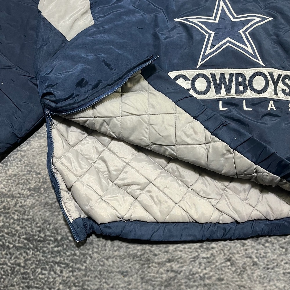Vintage Dallas Cowboys Hooded Puffer‎ Jacket Mens XL Blue NFL Embroidered 90s - Picture 8 of 13